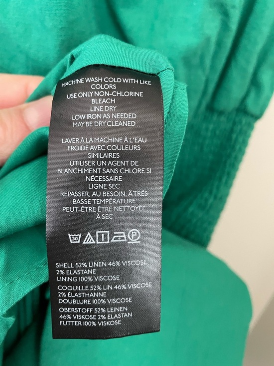 Anthropologie Tommie Linen Blend Mini Shirt Dress Kelly Green Size Large - Picture 11 of 12